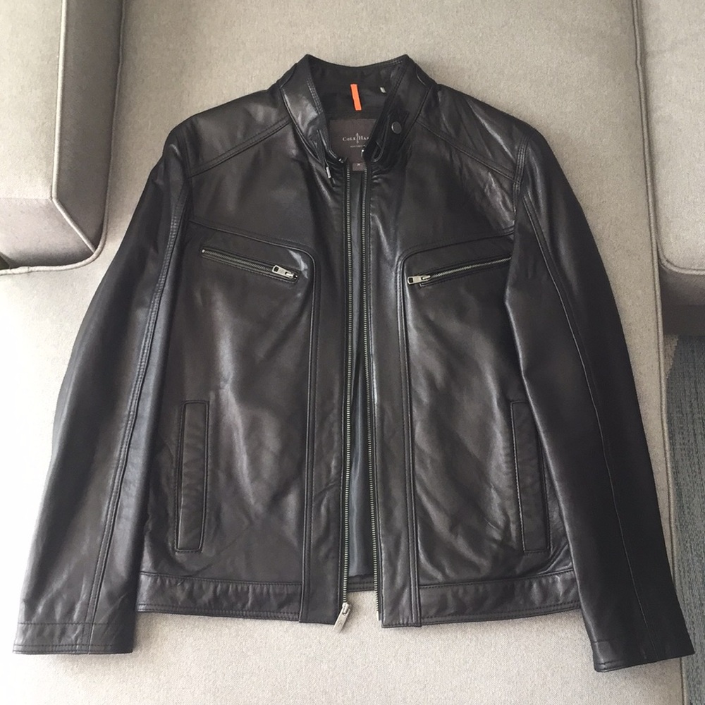 Cole Haan Leather Moto Jacket